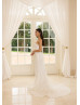 One Shoulder Ivory Lace Tulle Pearls Beaded Wedding Dress